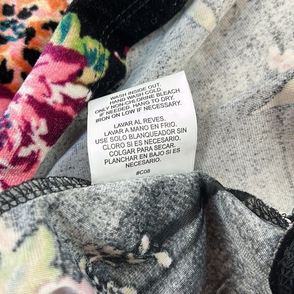 As U Wish long sleeved floral print black velvet mock neck dress, size small - Picture 9 of 9